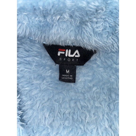 Fila Sport Light Blue Plush Fleece Teddy Zip Jacket Medium - Picture 3 of 5